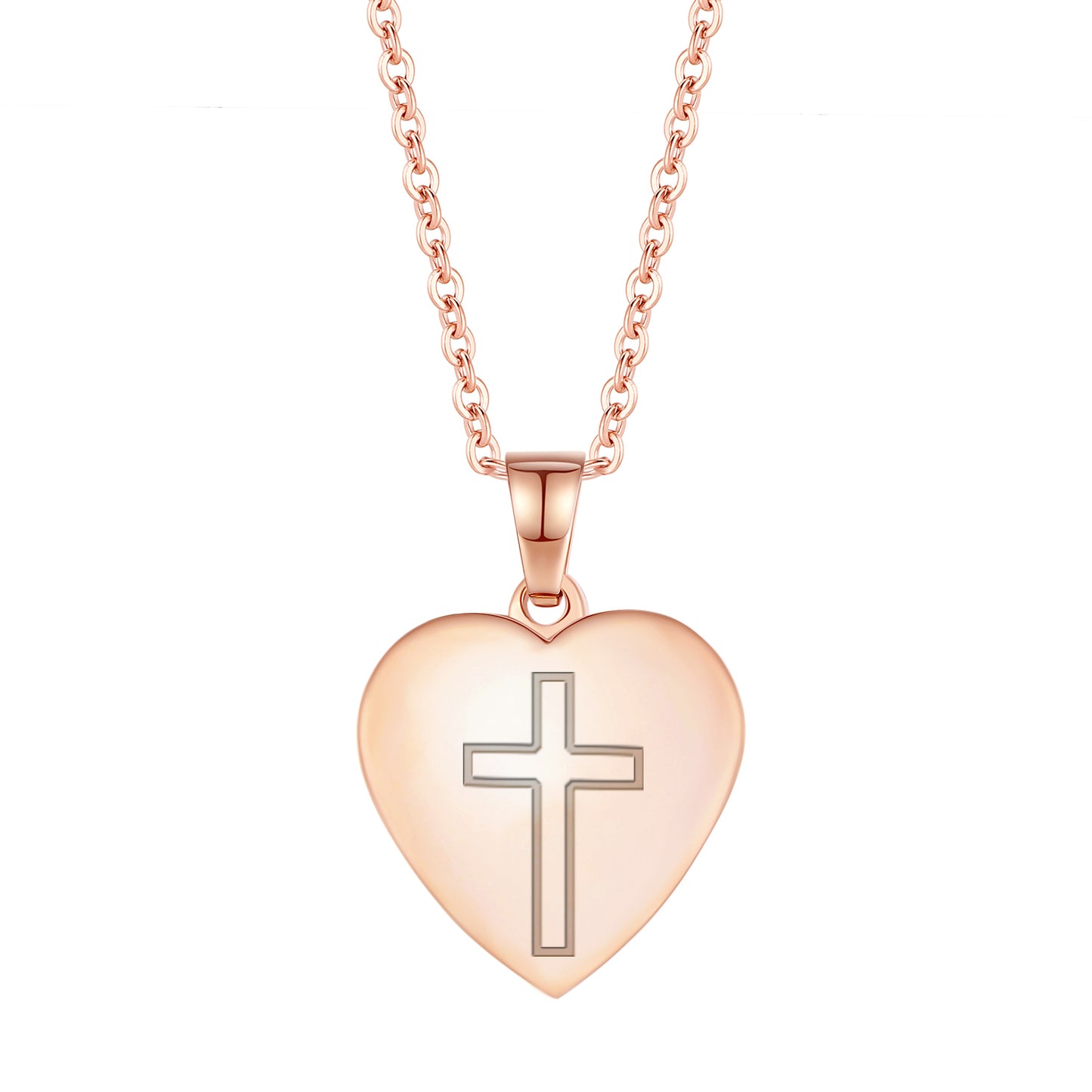 Heart Cross Pendant Necklace Engraved Bible Verses - Great Christian Gift for Women at Christmas, New Year, Birthdays and Baptisms