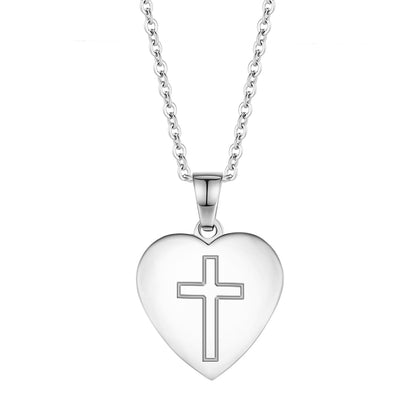 Heart Cross Pendant Necklace Engraved Bible Verses - Great Christian Gift for Women at Christmas, New Year, Birthdays and Baptisms