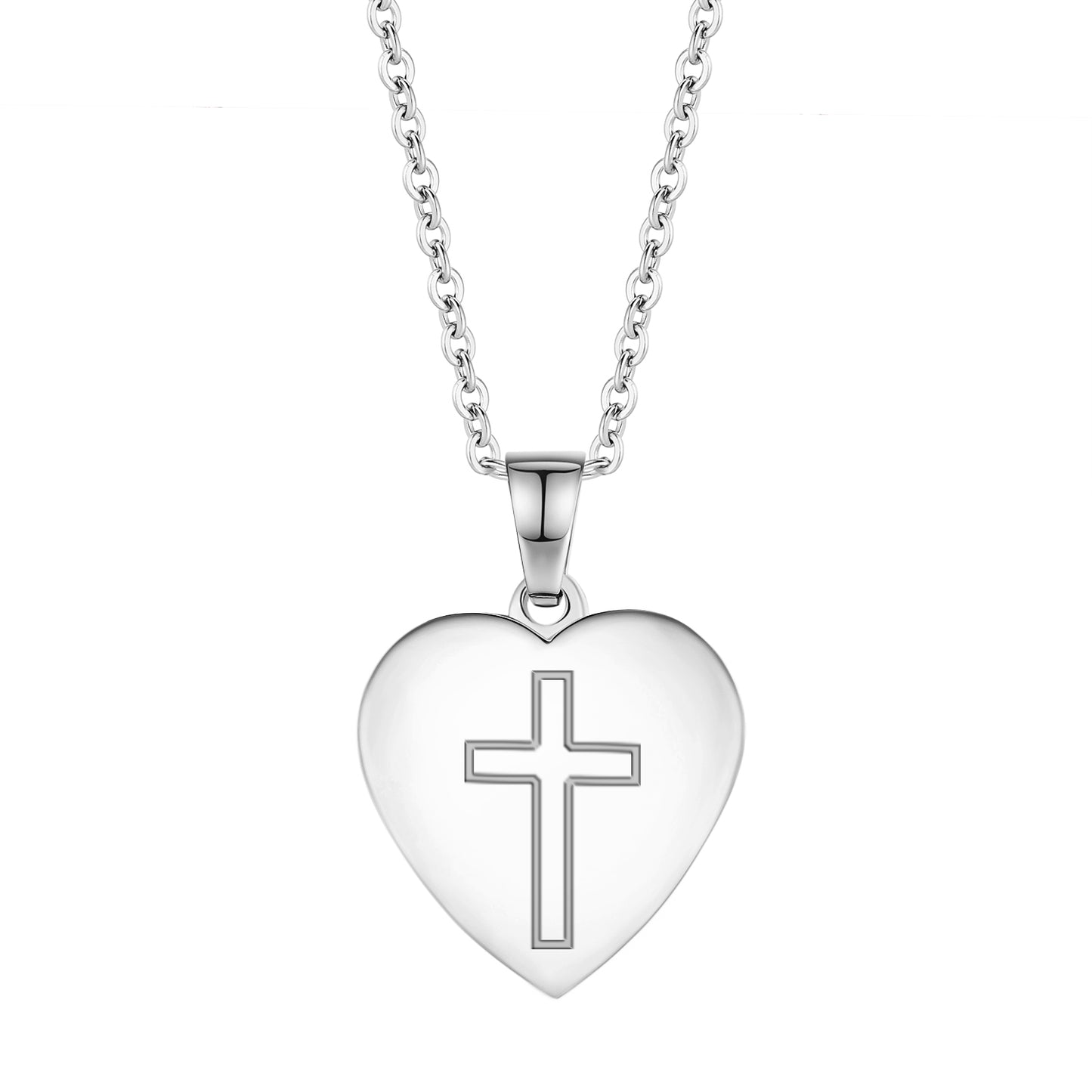 Heart Cross Pendant Necklace Engraved Bible Verses - Great Christian Gift for Women at Christmas, New Year, Birthdays and Baptisms