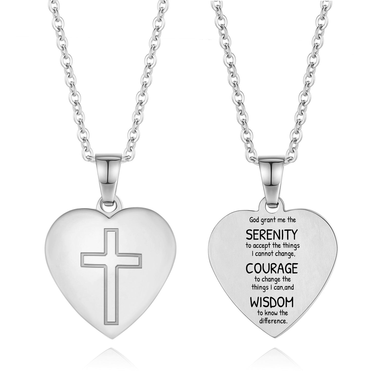 Heart Cross Pendant Necklace Engraved Bible Verses - Great Christian Gift for Women at Christmas, New Year, Birthdays and Baptisms