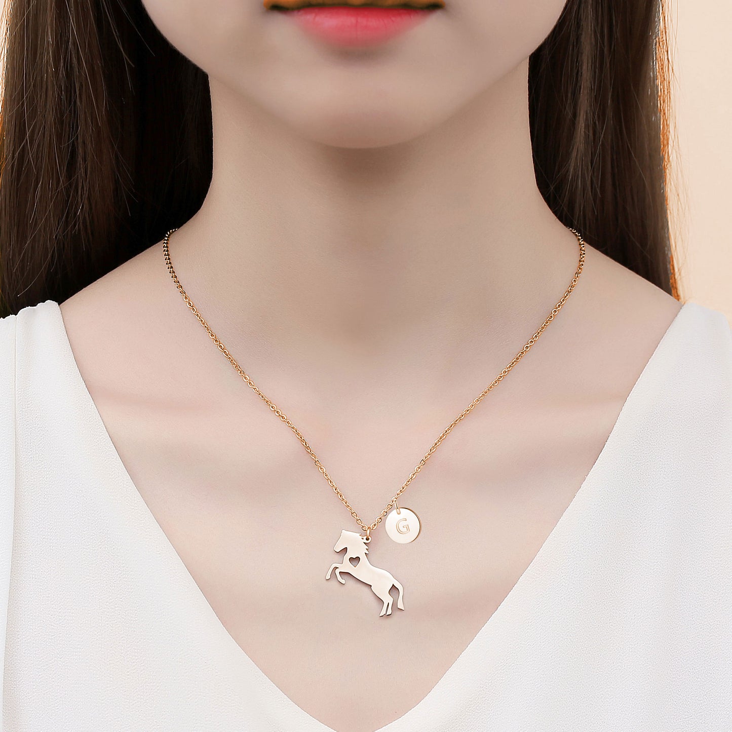 Charming Stainless Steel Horse Necklace - Horse Pendant with 26 Initials, Ideal Gift for Girls, Women, and Horse Enthusiasts of All Ages