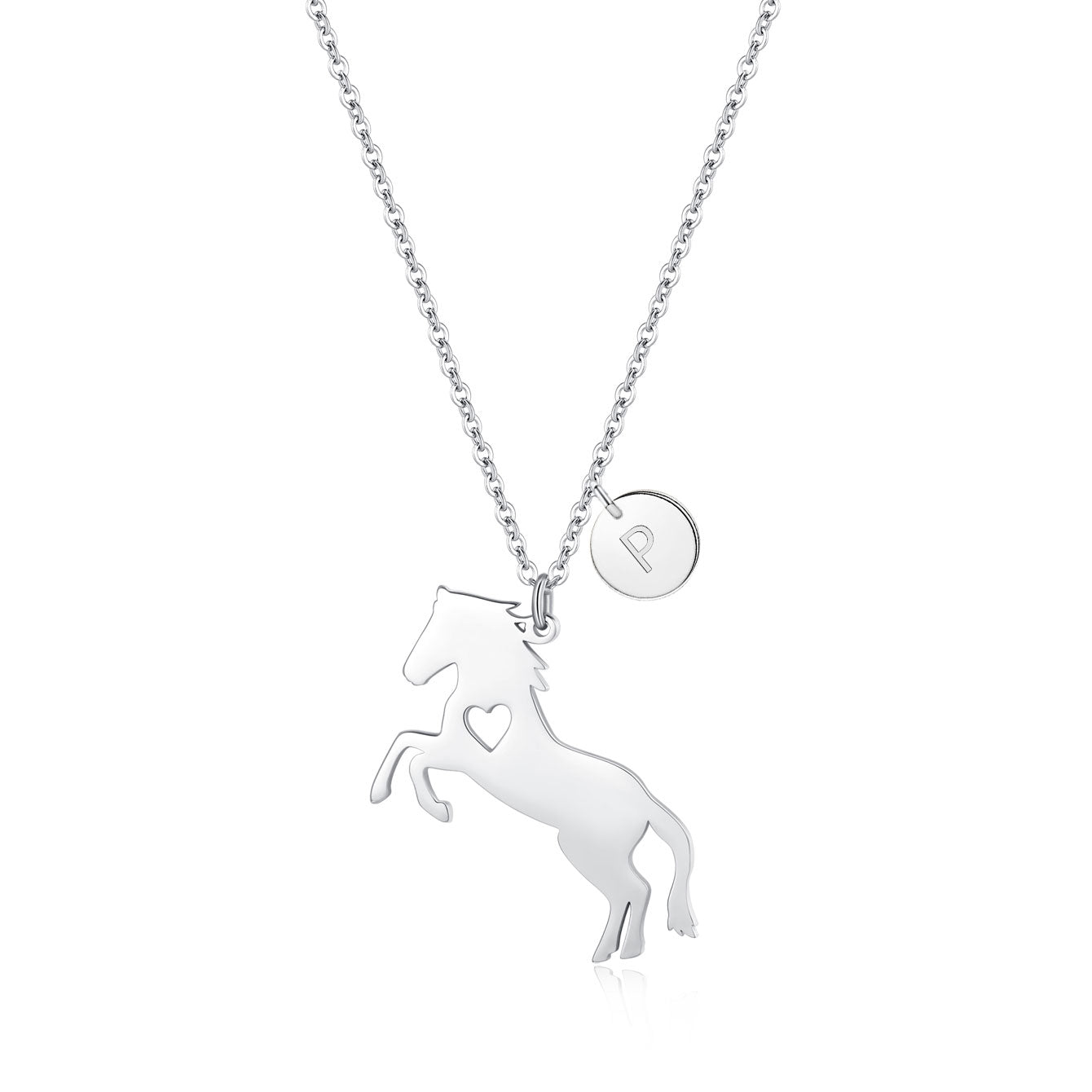 Charming Stainless Steel Horse Necklace - Horse Pendant with 26 Initials, Ideal Gift for Girls, Women, and Horse Enthusiasts of All Ages