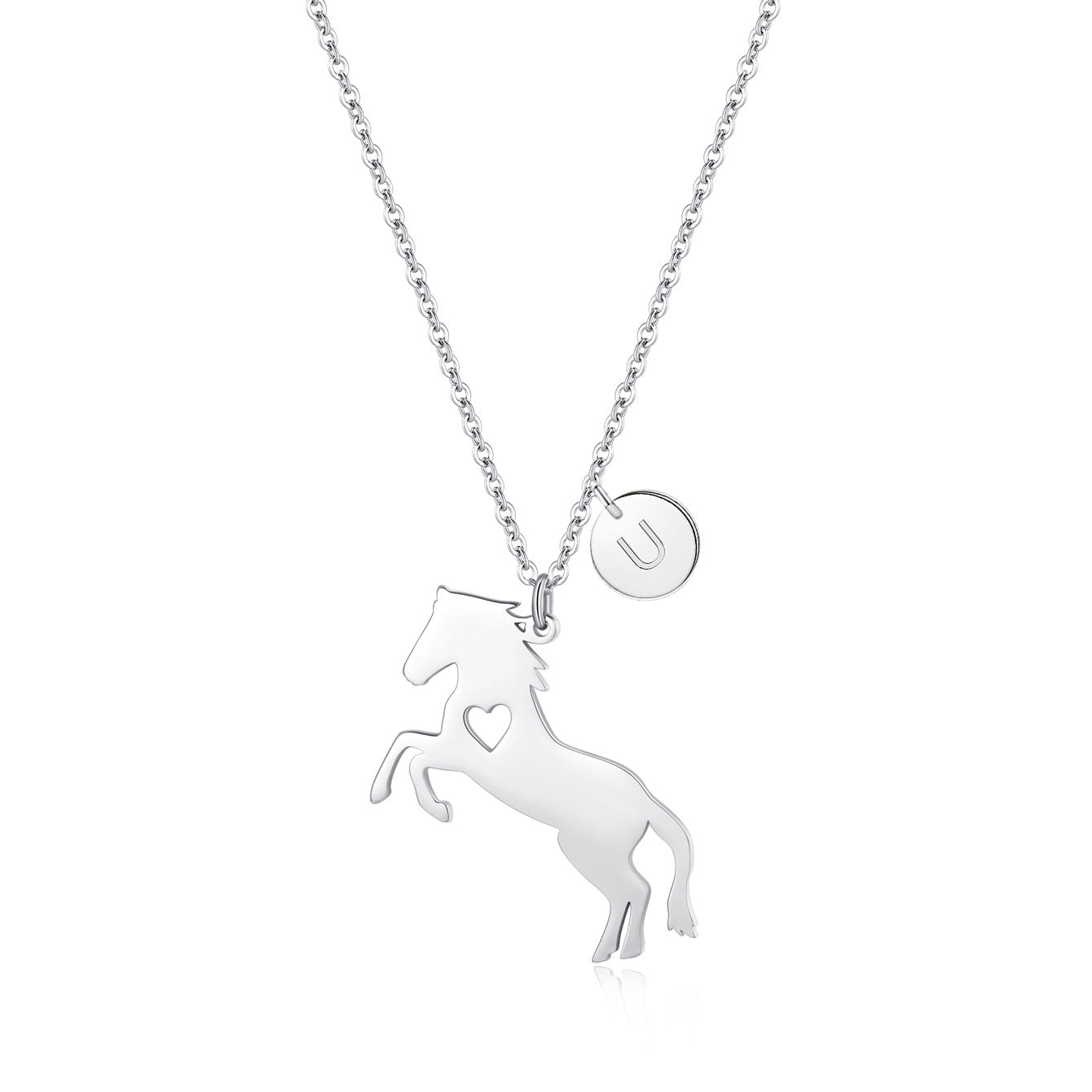 Charming Stainless Steel Horse Necklace - Horse Pendant with 26 Initials, Ideal Gift for Girls, Women, and Horse Enthusiasts of All Ages