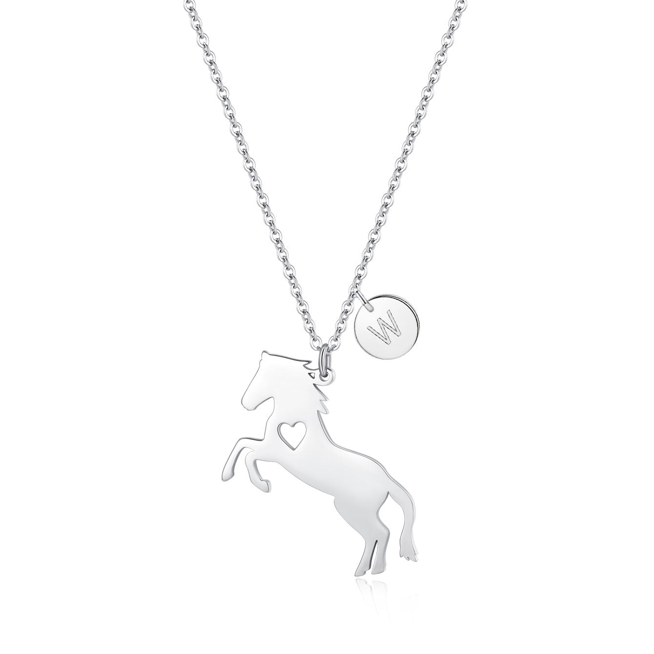 Charming Stainless Steel Horse Necklace - Horse Pendant with 26 Initials, Ideal Gift for Girls, Women, and Horse Enthusiasts of All Ages