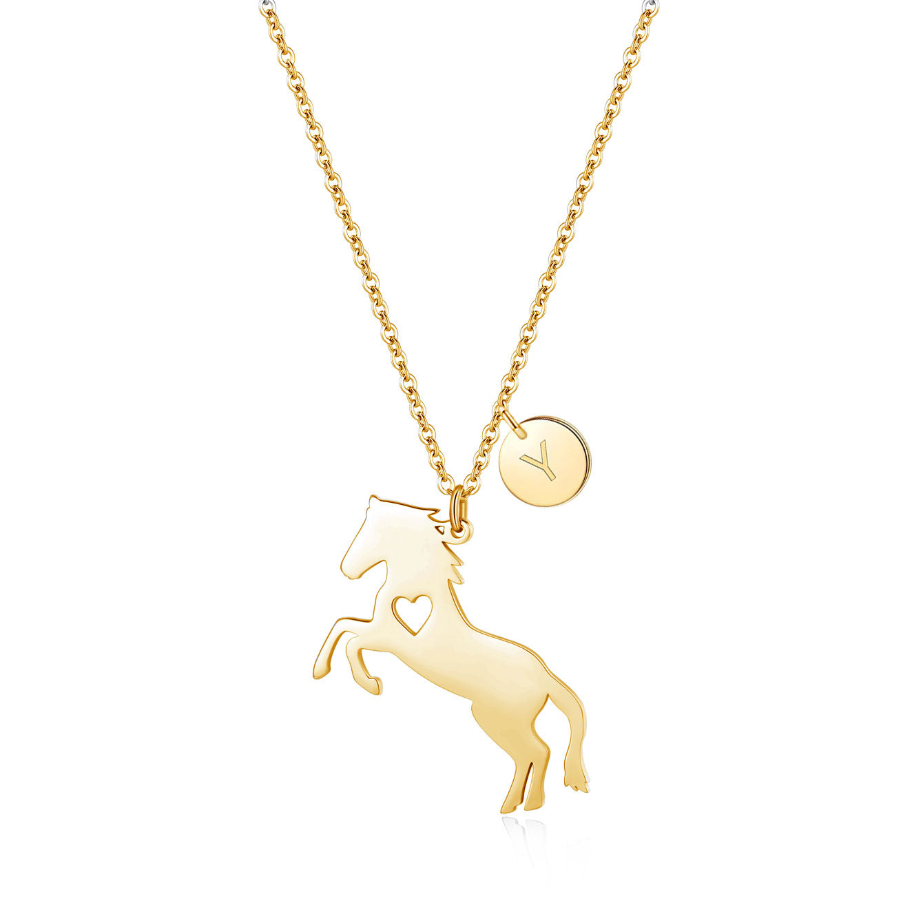 Charming Stainless Steel Horse Necklace - Horse Pendant with 26 Initials, Ideal Gift for Girls, Women, and Horse Enthusiasts of All Ages