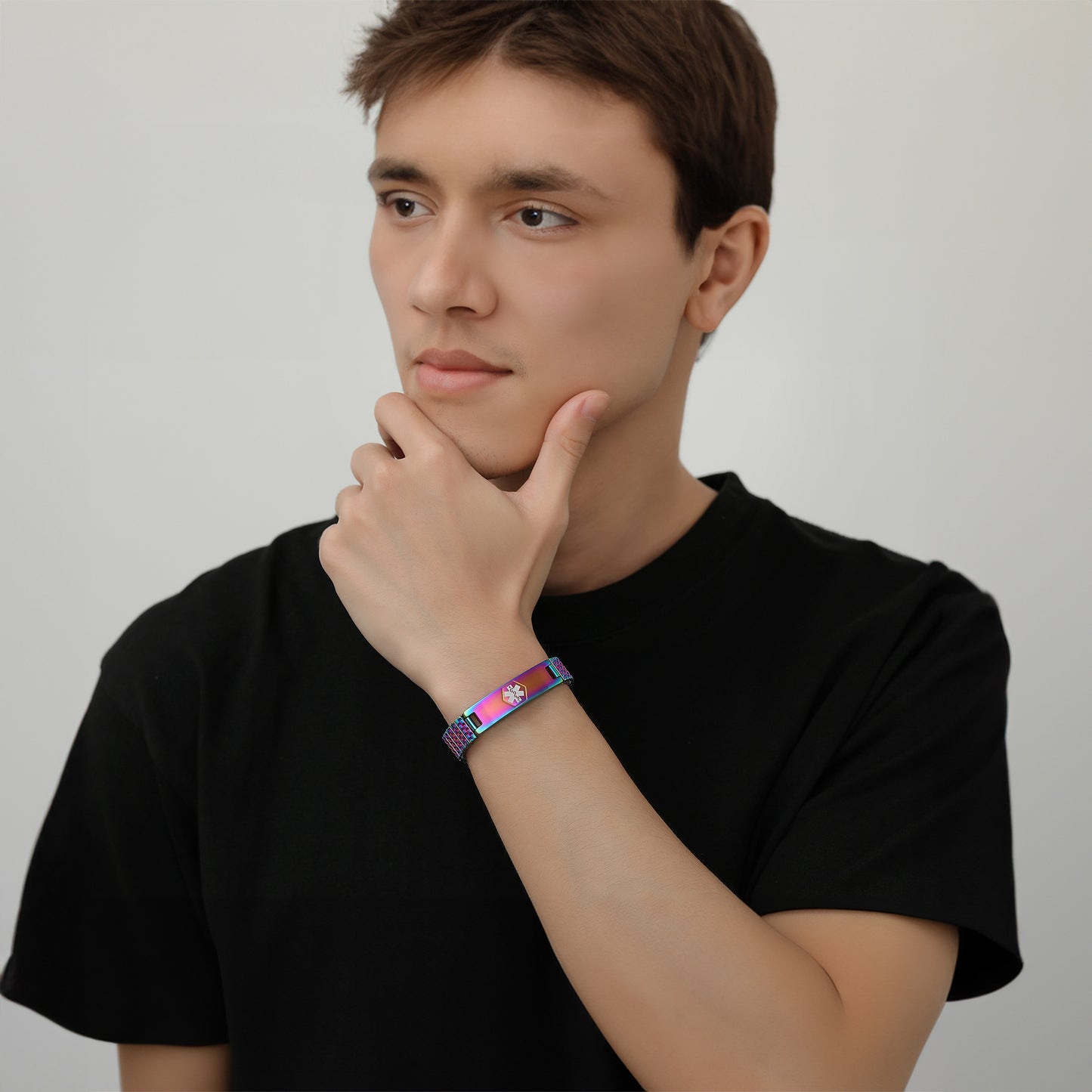 Stretch Medical Alert Bracelets for Men with Free engraving