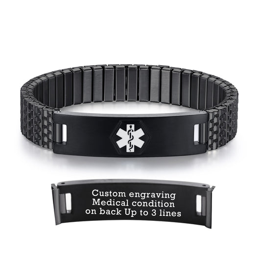 Stretch Medical Alert Bracelets for Men with Free engraving