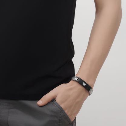 Stretch Medical Alert Bracelets for Men with Free engraving