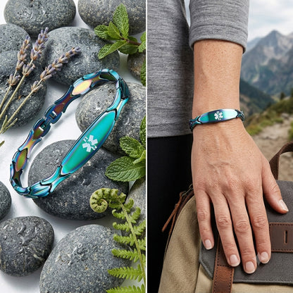 Aurora Green Medical id bracelet for women with Free Customize Engraving - Custom 316L Stainless Steel, Waterproof