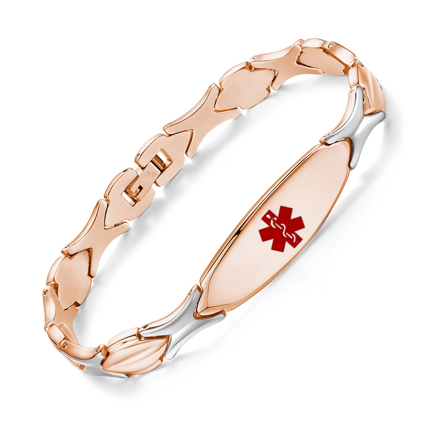 Medical ID Bracelet for Women | Free Engraving | S-Link Shiny Steel | LinnaLove
