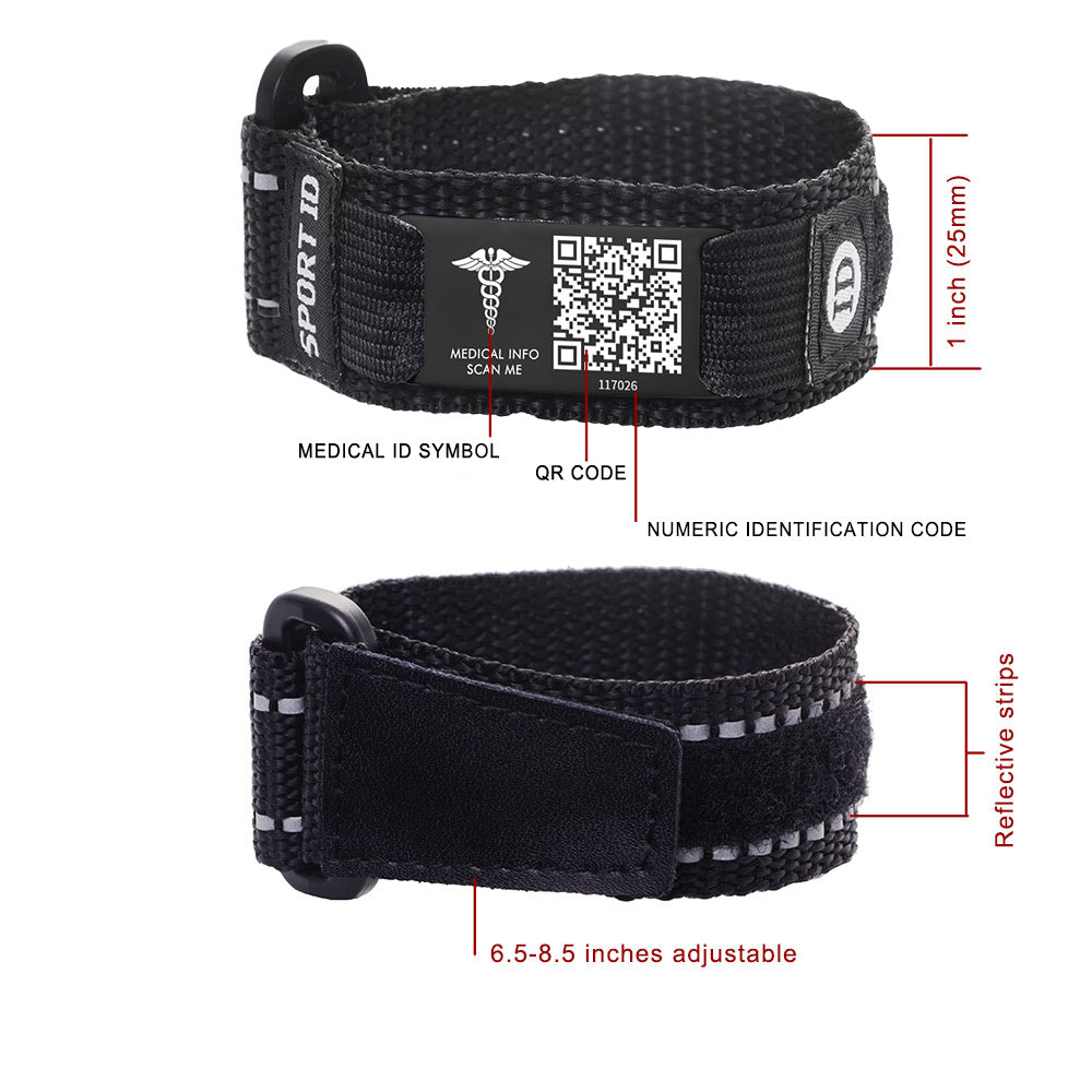 Medical ID Bracelet with QR Code for Women Men, Silicone Adjustable QR Code Medical Alert Bracelets,Dynamic Web Information