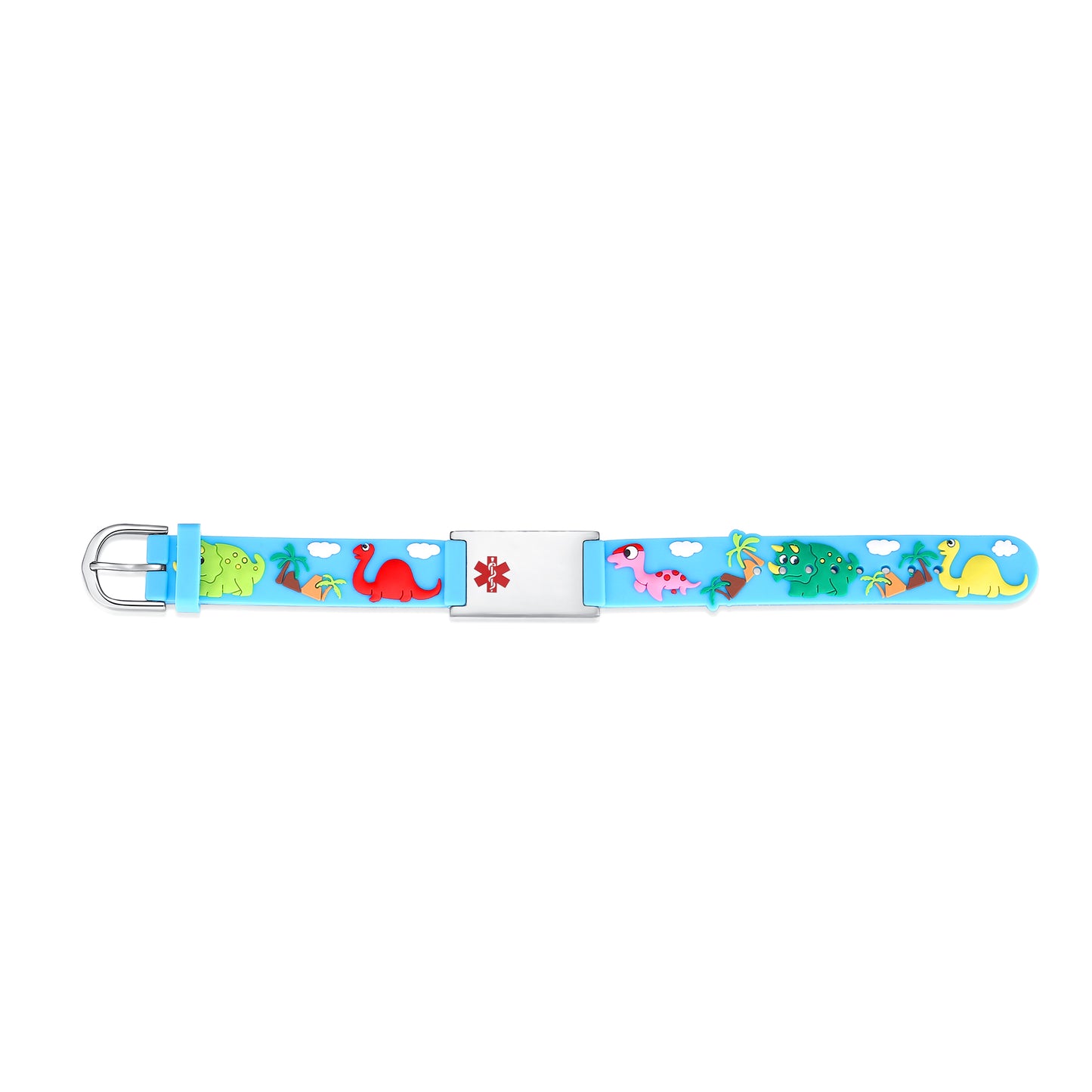 Cartoon dinosaur Medical Alert Bracelet for boys and girls kids with Free Custom engraving