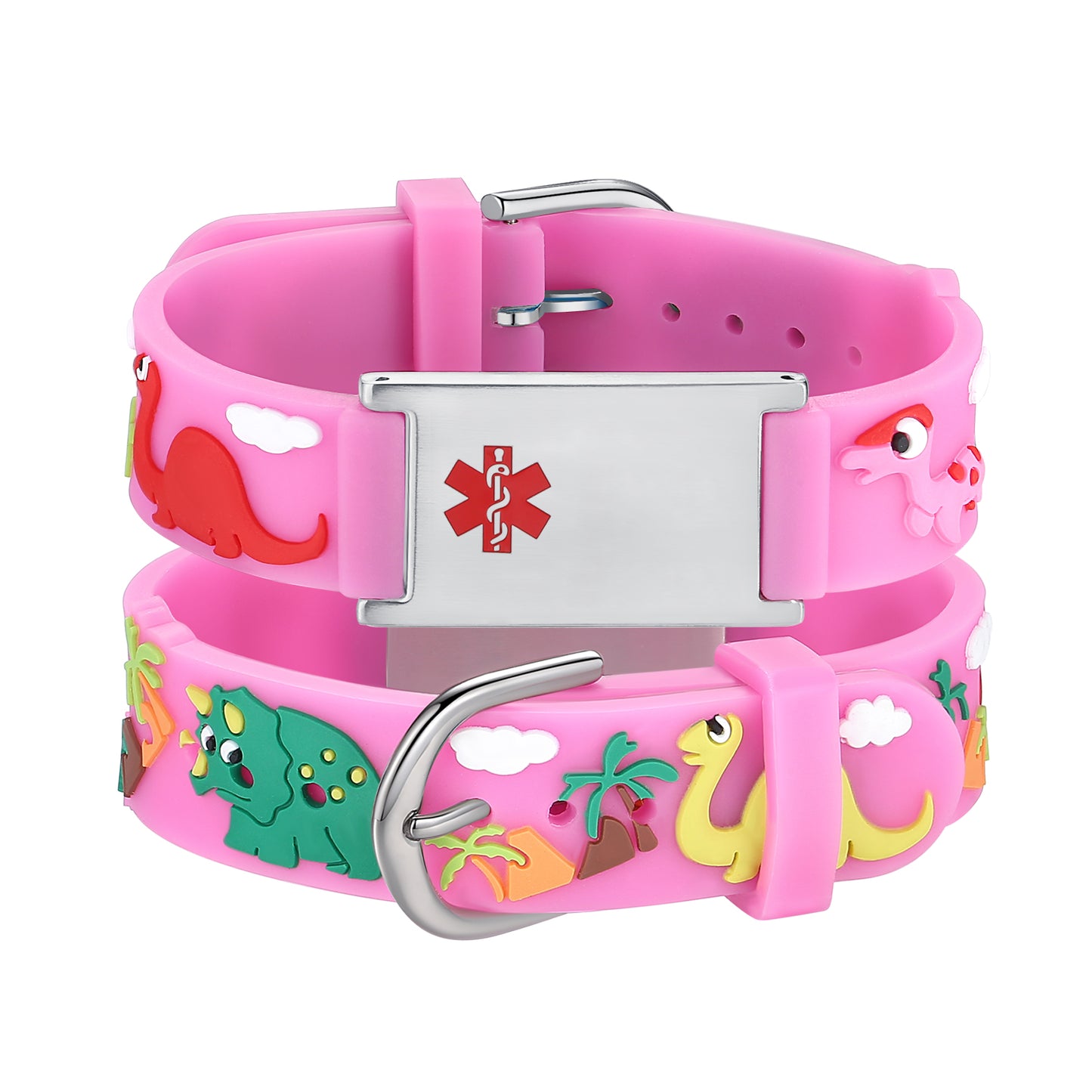 Cartoon dinosaur Medical Alert Bracelet for boys and girls kids with Free Custom engraving