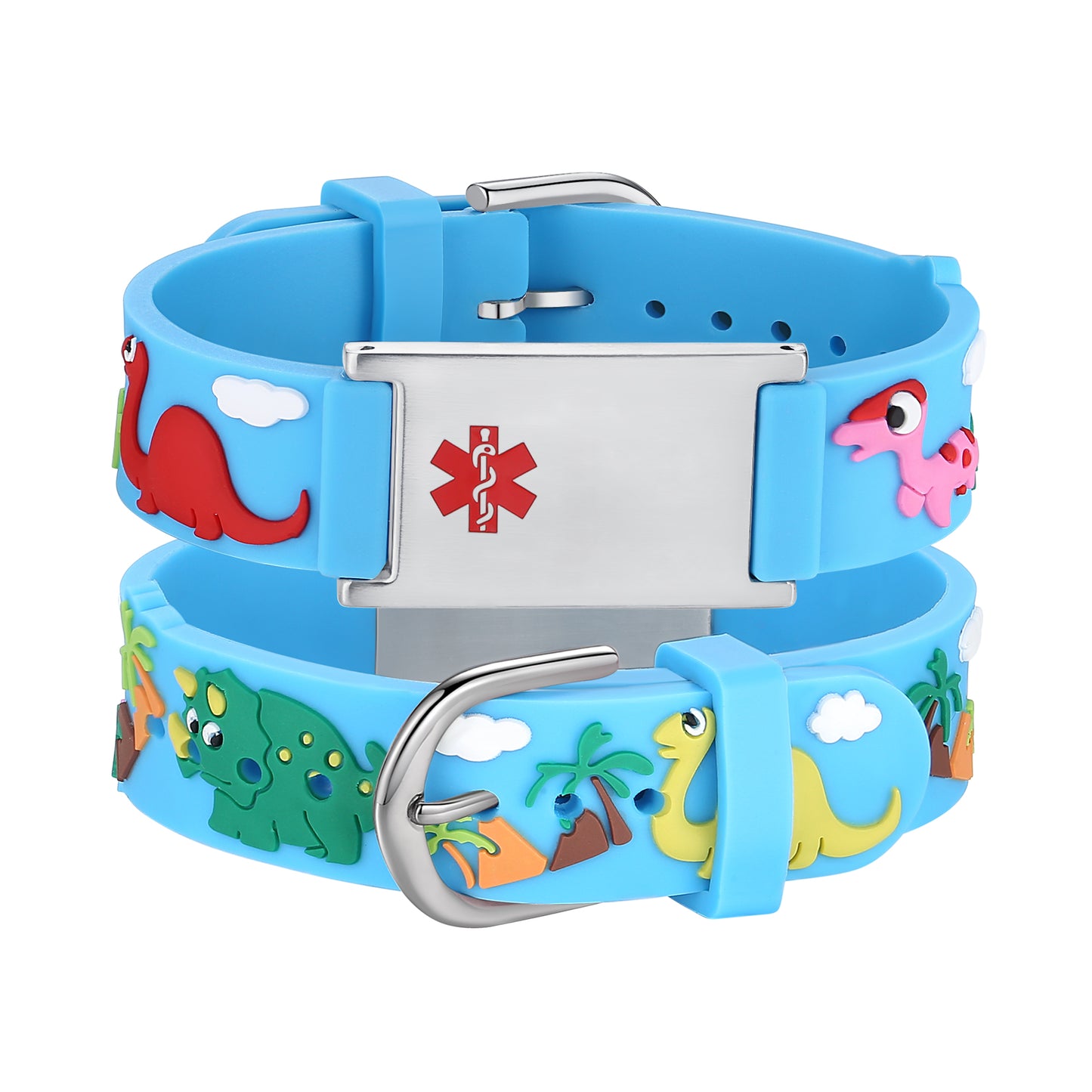 Cartoon dinosaur Medical Alert Bracelet for boys and girls kids with Free Custom engraving