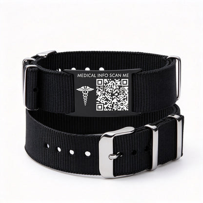 QR Code Medical ID Bracelet | Sport Canvas Waterproof Medical Alert Bracelet for Sports & Outdoor