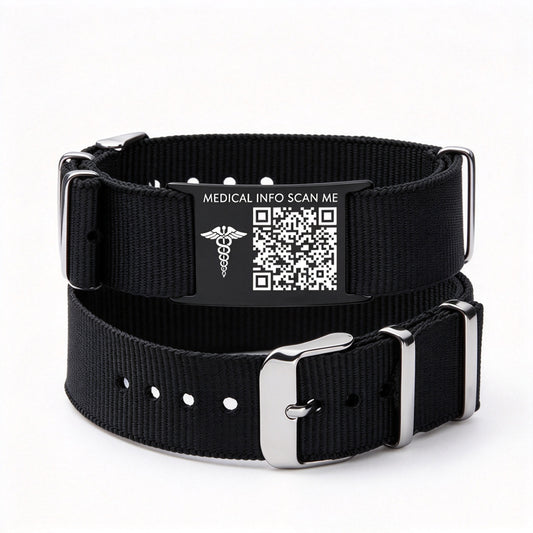QR Code Medical ID Bracelet | Sport Canvas Waterproof Medical Alert Bracelet for Sports & Outdoor