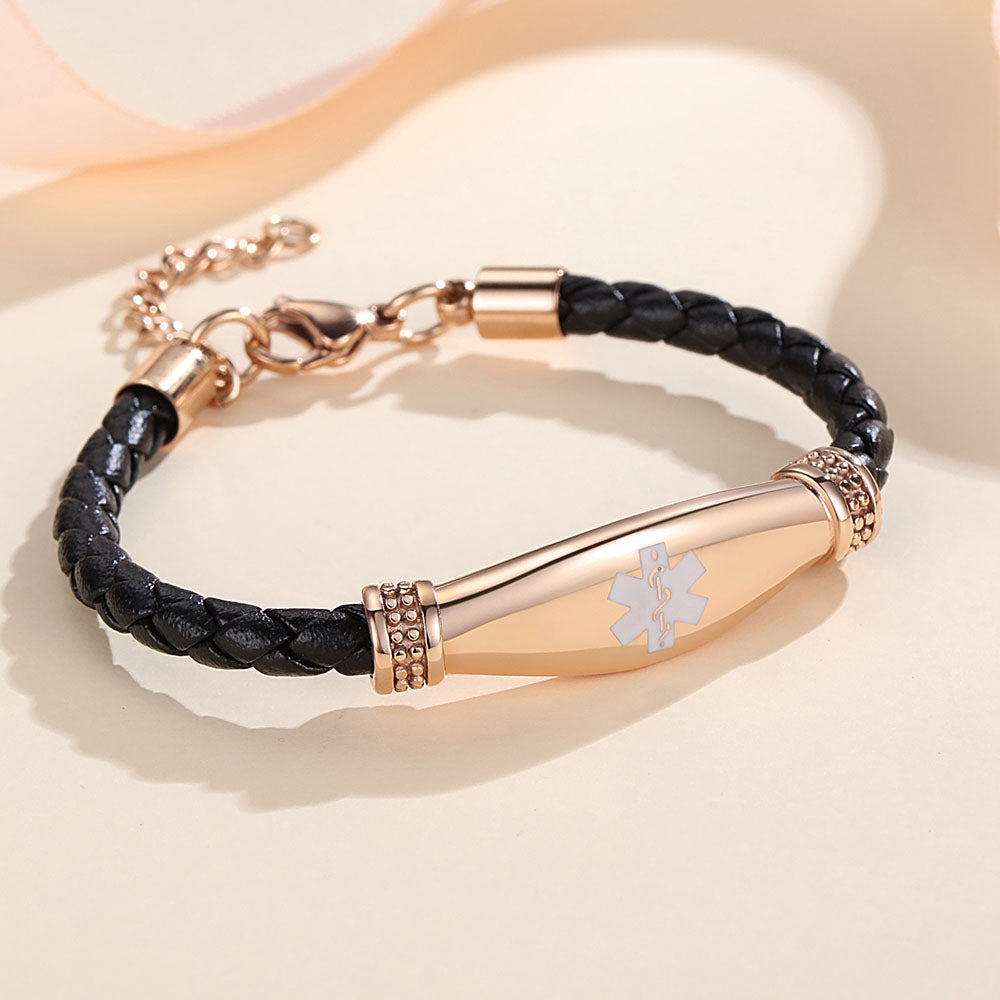 Beautiful Leather Medical Alert Bracelets for Women