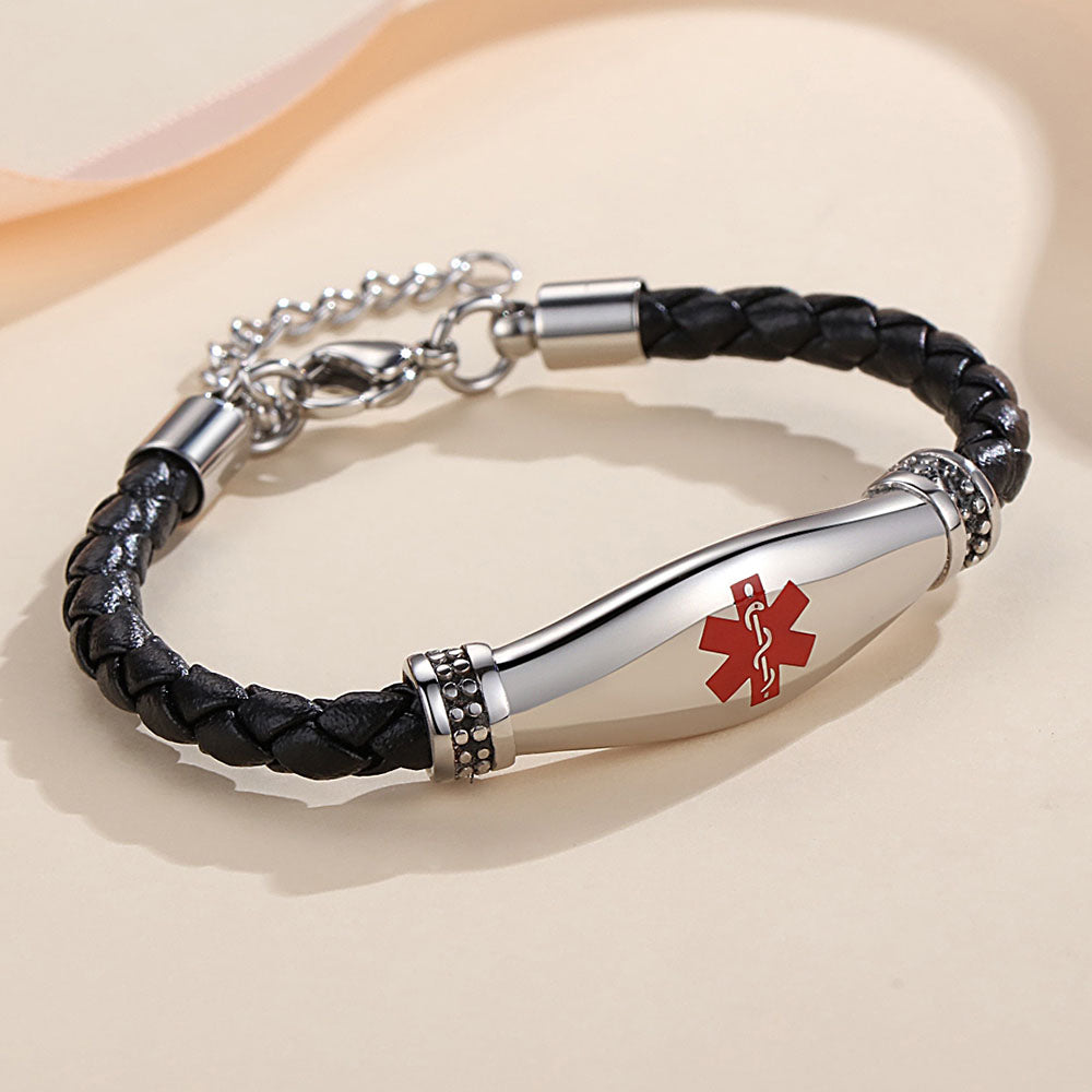 Beautiful Leather Medical Alert Bracelets for Women