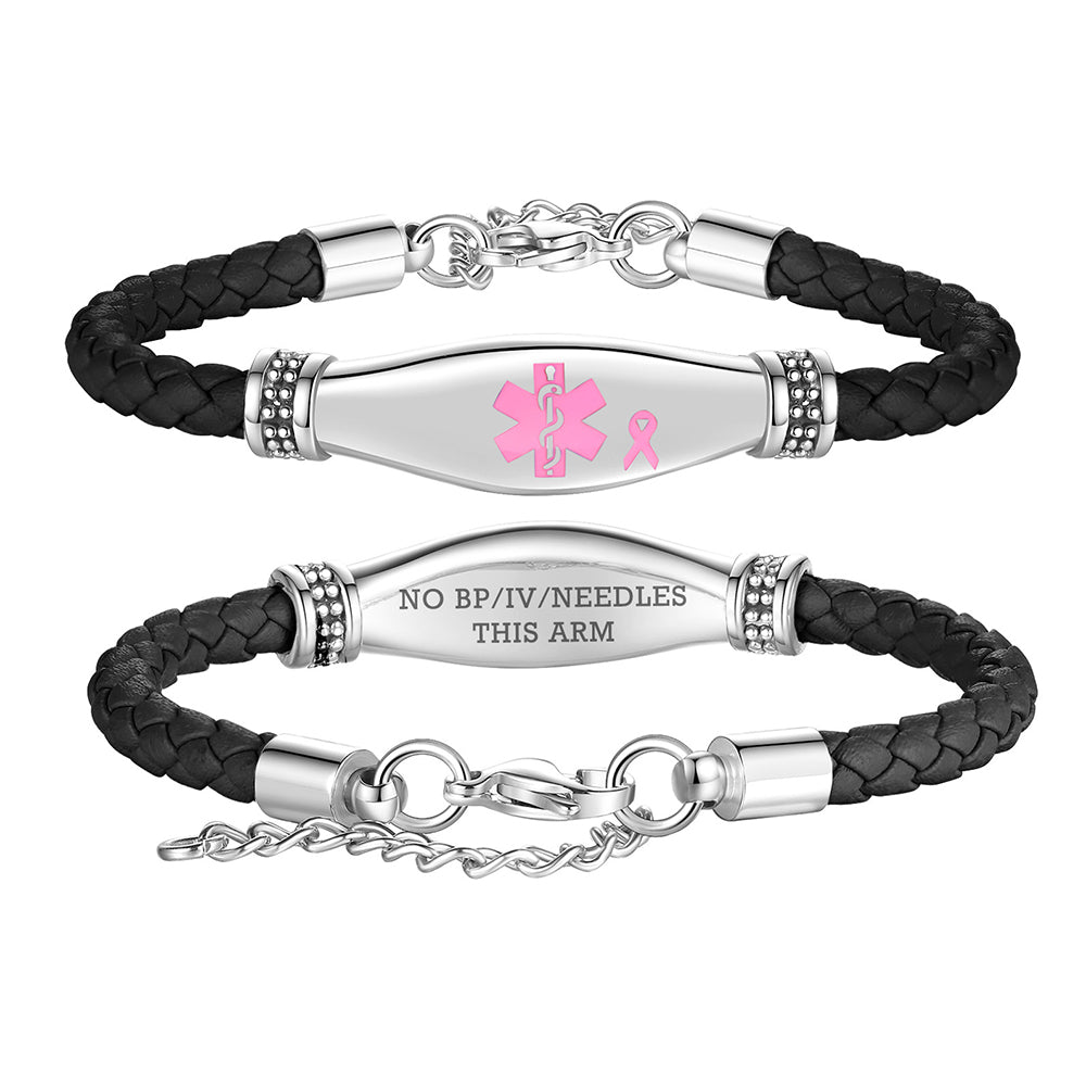 Beautiful Leather Medical Alert Bracelets for Women