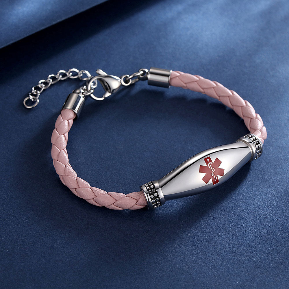 Beautiful Leather Medical Alert Bracelets for Women