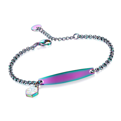 SIMPLE ROLO CHAIN MEDICAL ID BRACELET FOR WOMEN