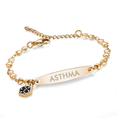 Heart Chain Medical Alert Bracelet for Women – 316L Stainless Steel | 14 Conditions Available