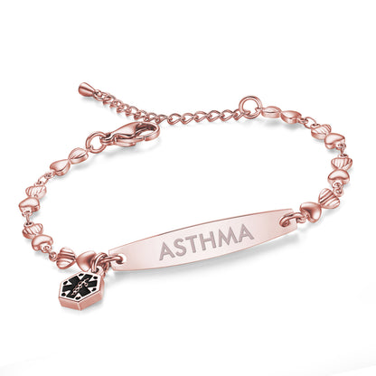 Heart Chain Medical Alert Bracelet for Women – 316L Stainless Steel | 14 Conditions Available