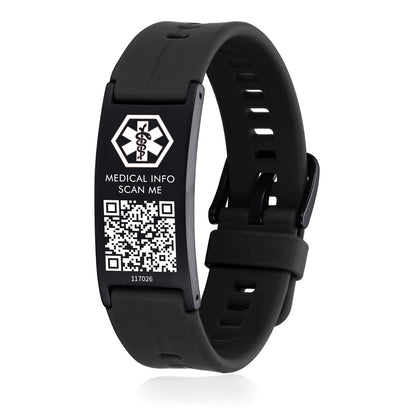 Medical ID Bracelet with QR Code for Women Men, Silicone Adjustable QR Code Medical Alert Bracelets,Dynamic Web Information