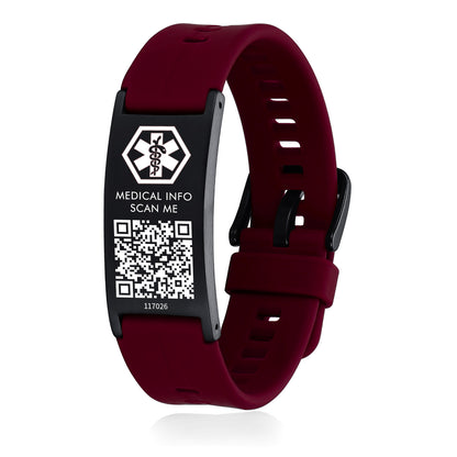 Medical ID Bracelet with QR Code for Women Men, Silicone Adjustable QR Code Medical Alert Bracelets,Dynamic Web Information