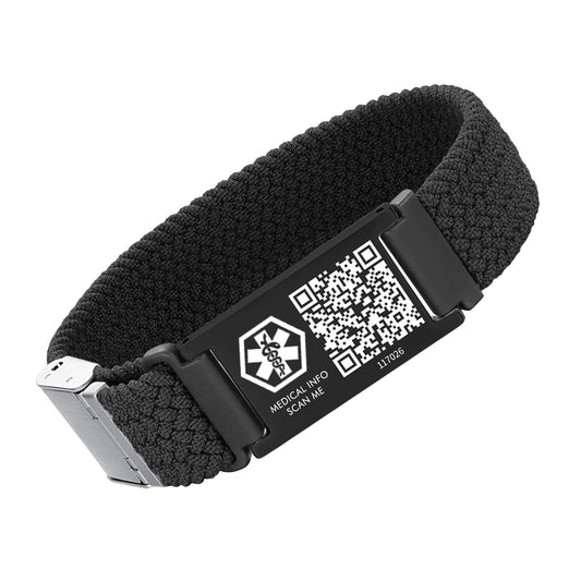 Elastic Strap Medical ID Bracelet with QR Code for Women Men