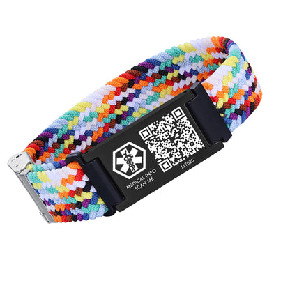 Medical ID Bracelet with QR Code for Women Men, Silicone Adjustable QR Code Medical Alert Bracelets,Dynamic Web Information