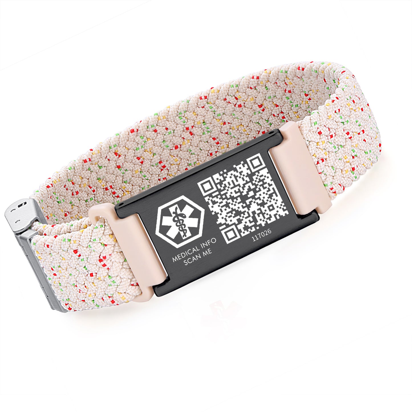 Elastic Strap Medical ID Bracelet with QR Code for Women Men