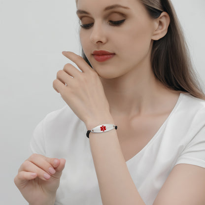 QR Code Medical Alert Bracelet for women and girls Hand-wound rope Medical id bracelet-digital health status page