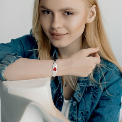 QR Code Medical Alert Bracelet for women and girls Hand-wound rope Medical id bracelet-digital health status page