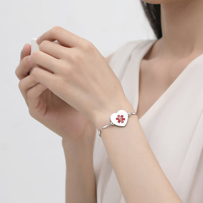 Heart charm Medical Alert Bracelets for Women