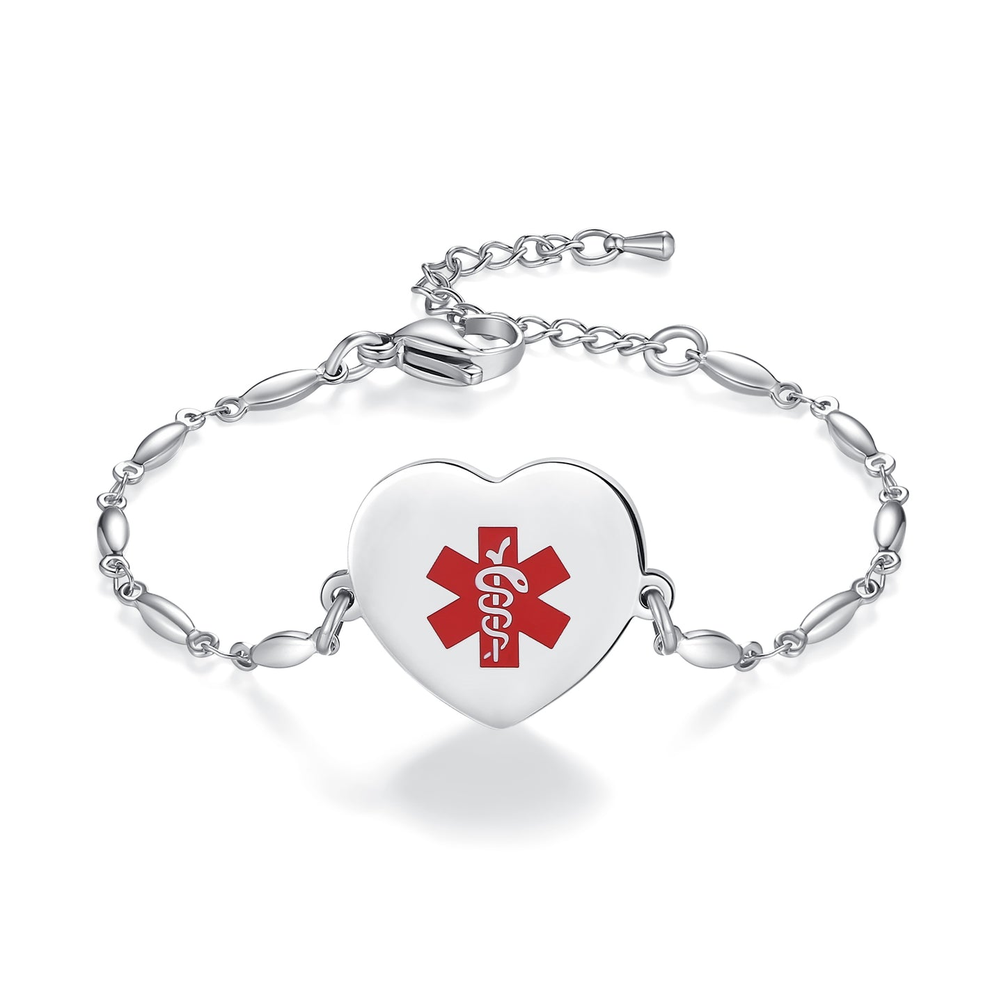 Heart charm Medical Alert Bracelets for Women