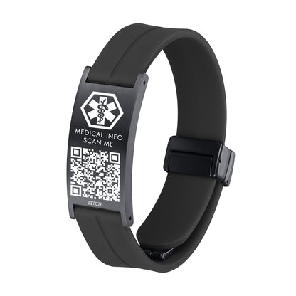 Medical ID Bracelet with QR Code for Women Men, Silicone Adjustable QR Code Medical Alert Bracelets,Dynamic Web Information