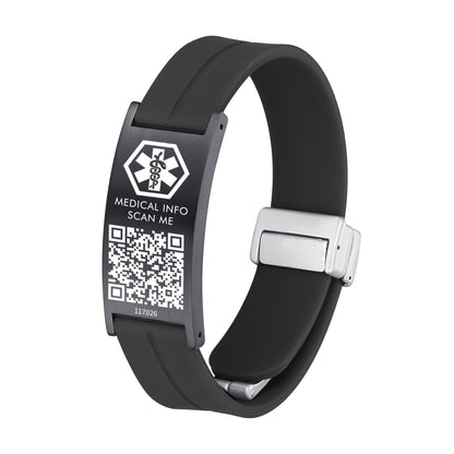 Medical ID Bracelet with QR Code for Women Men, Silicone Adjustable QR Code Medical Alert Bracelets,Dynamic Web Information