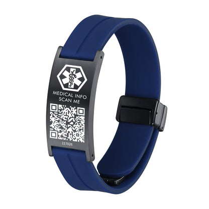 Medical ID Bracelet with QR Code for Women Men, Silicone Adjustable QR Code Medical Alert Bracelets,Dynamic Web Information