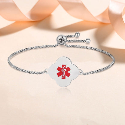 Elegant Simple Rolo chain Medical Alert Bracelet for Women – Handcrafted & Stylish