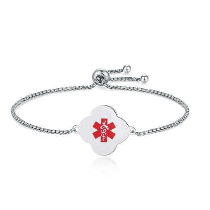 Elegant Simple Rolo chain Medical Alert Bracelet for Women – Handcrafted & Stylish