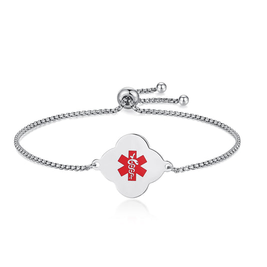 Elegant Simple Rolo chain Medical Alert Bracelet for Women – Handcrafted & Stylish