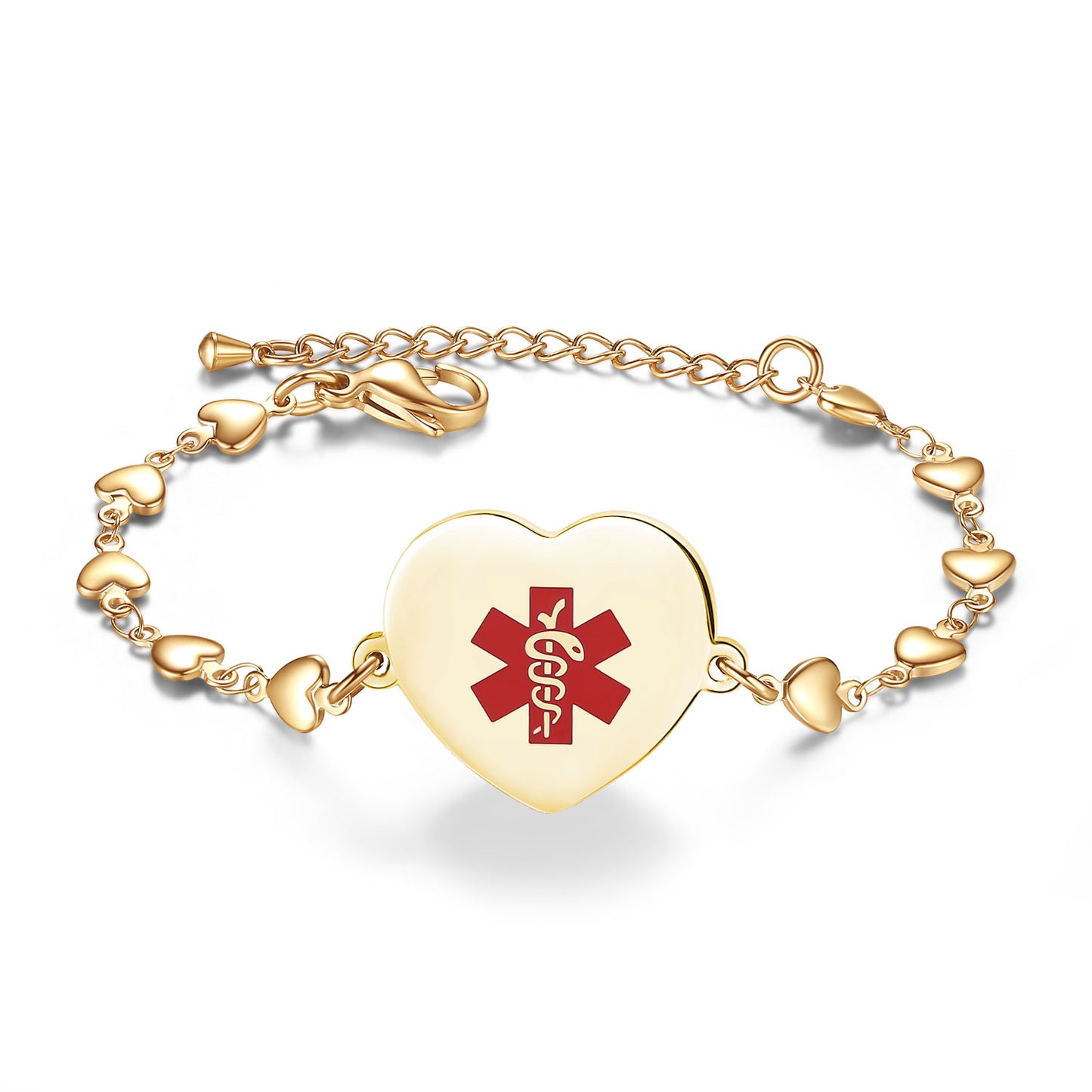 Heart charm Medical Alert Bracelets for Women