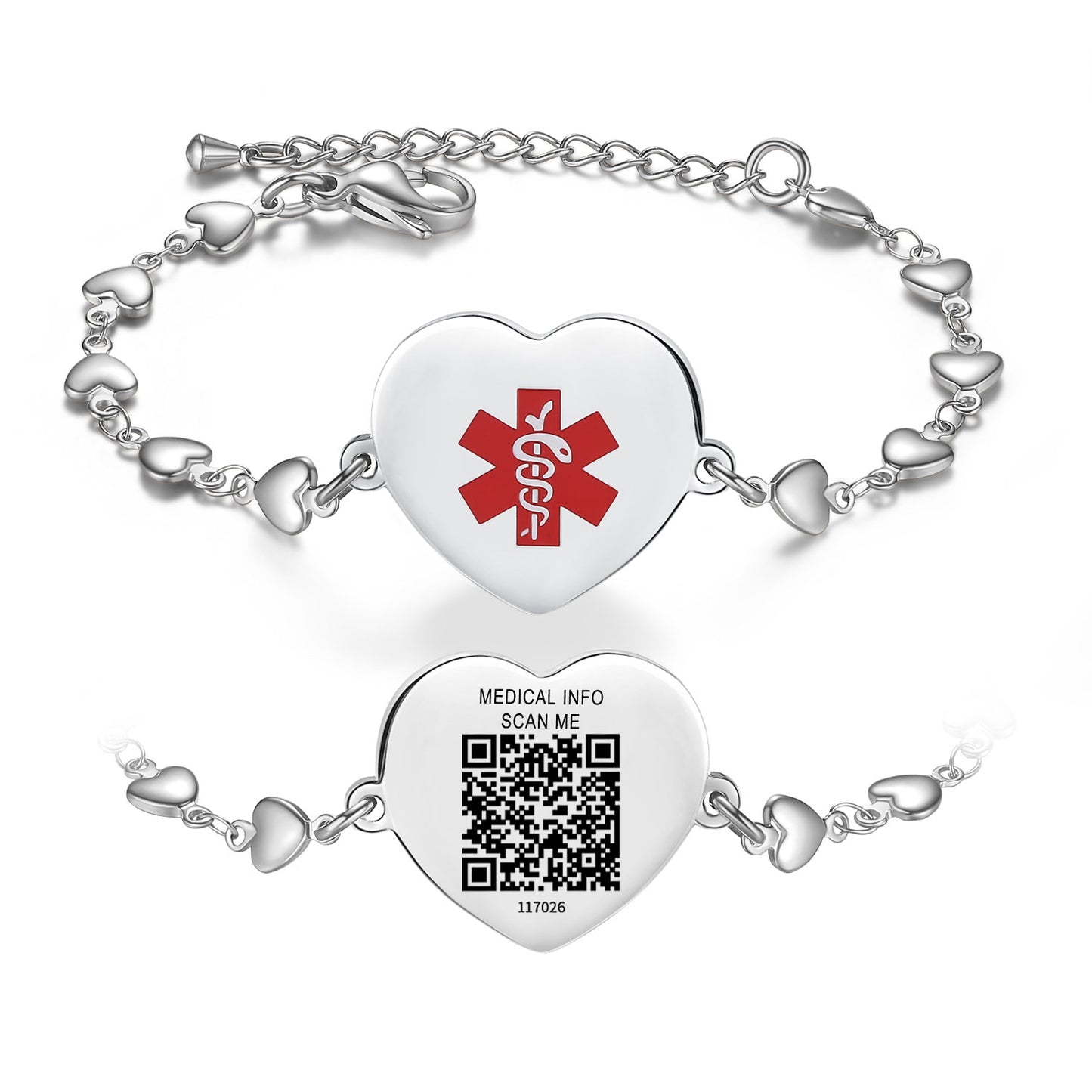 Medical ID Bracelet with QR Code for Women Men, Silicone Adjustable QR Code Medical Alert Bracelets,Dynamic Web Information
