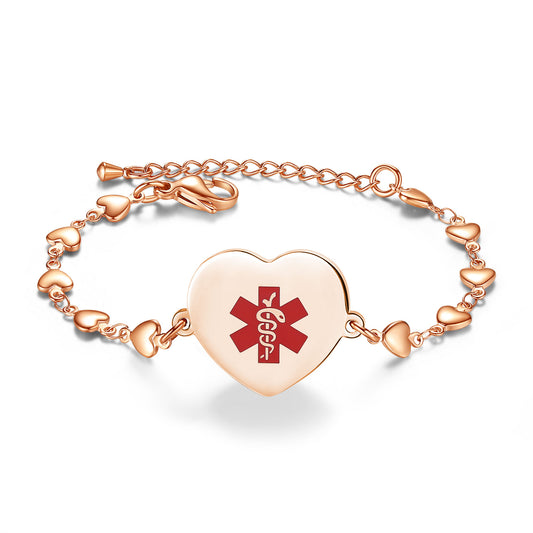 Heart charm Medical Alert Bracelets for Women