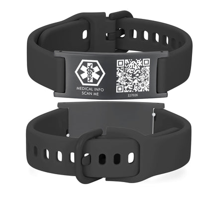 Medical ID Bracelet with QR Code for Women Men, Silicone Adjustable QR Code Medical Alert Bracelets,Dynamic Web Information