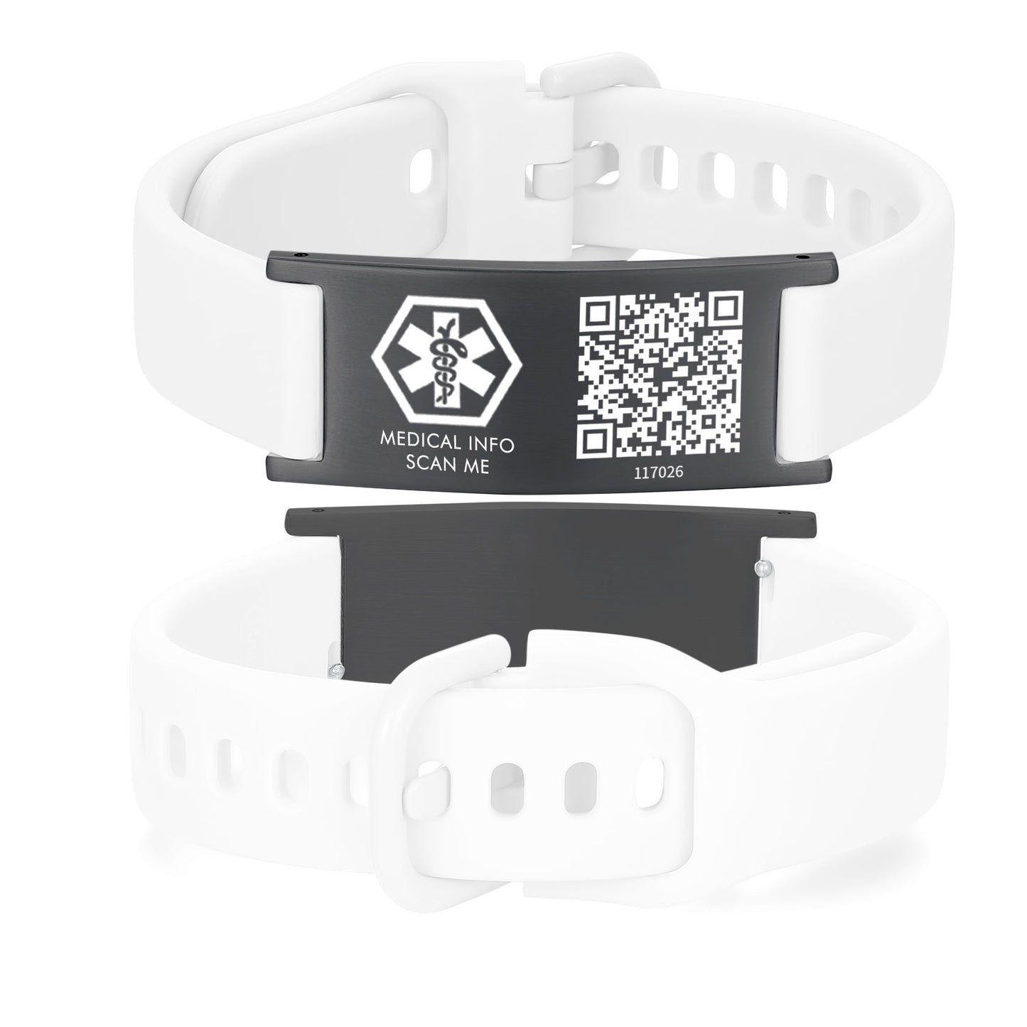 Medical ID Bracelet with QR Code for Women Men, Silicone Adjustable QR Code Medical Alert Bracelets,Dynamic Web Information