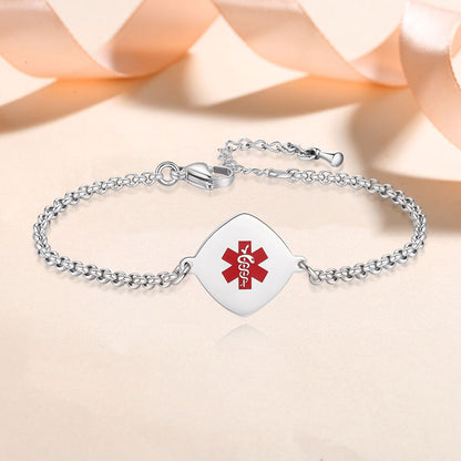 Elegant Simple Rolo chain Medical Alert Bracelet for Women – Handcrafted & Stylish
