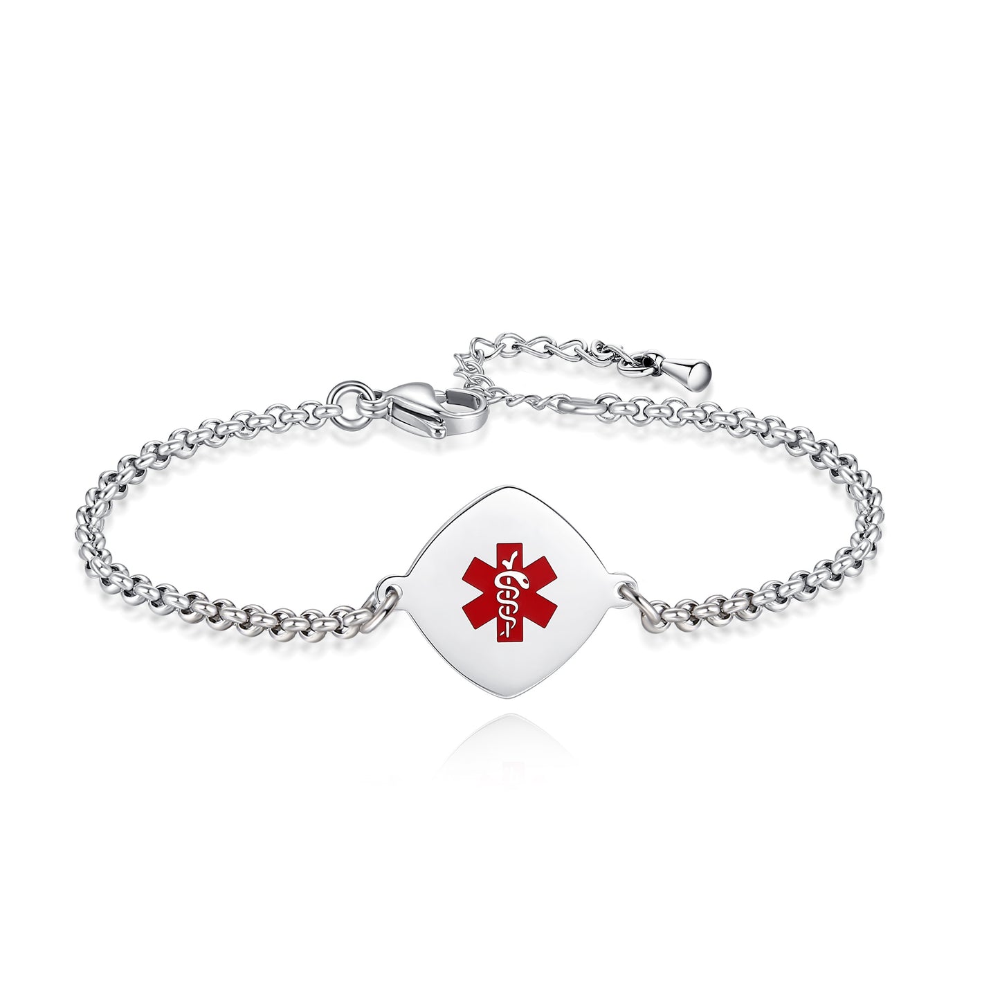 Elegant Simple Rolo chain Medical Alert Bracelet for Women – Handcrafted & Stylish
