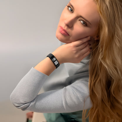 Elastic Strap Medical Alert Bracelet with QR Code for Men & Women